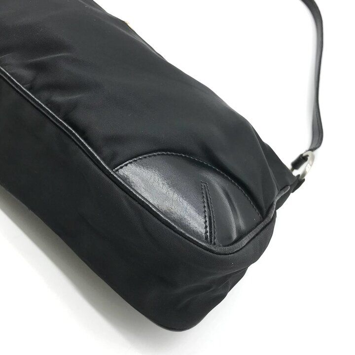 Prada Nylon Tessuto Leather Triangle Logo Shoulder Bag Black — view 5