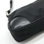 Prada Nylon Tessuto Leather Triangle Logo Shoulder Bag Black — view 6
