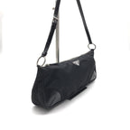 Prada Nylon Tessuto Leather Triangle Logo Shoulder Bag Black — view 2