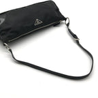 Prada Nylon Tessuto Leather Triangle Logo Shoulder Bag Black — view 7
