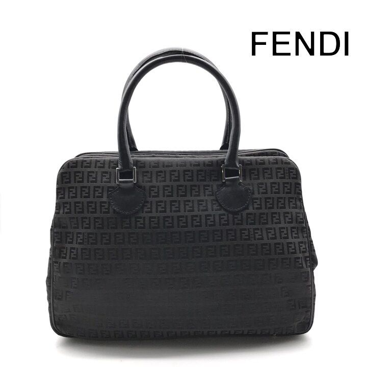 Fendi Zucchino Nylon Canvas Business Hand Bag Black