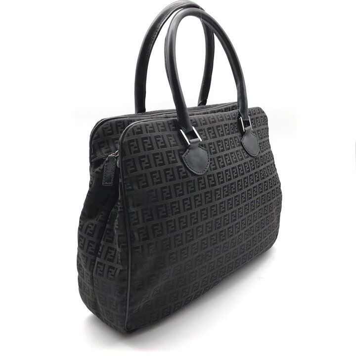 Fendi Zucchino Nylon Canvas Business Hand Bag Black — view 2