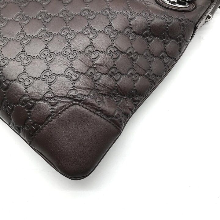 Gucci Guccissima Leather Shoulder Bag Brown — view 6