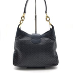 Celine Macadam Triomphe Turnlock Leather Shoulder Bag Navy — view 3