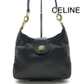 Celine Macadam Triomphe Turnlock Leather Shoulder Bag Navy