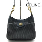 Celine Macadam Triomphe Turnlock Leather Shoulder Bag Navy