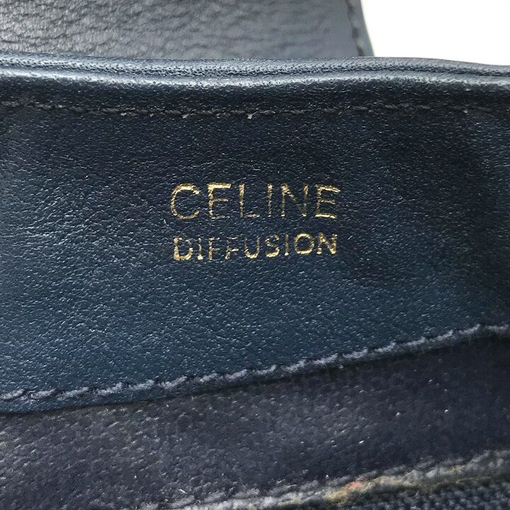 Celine Macadam Triomphe Turnlock Leather Shoulder Bag Navy — view 9