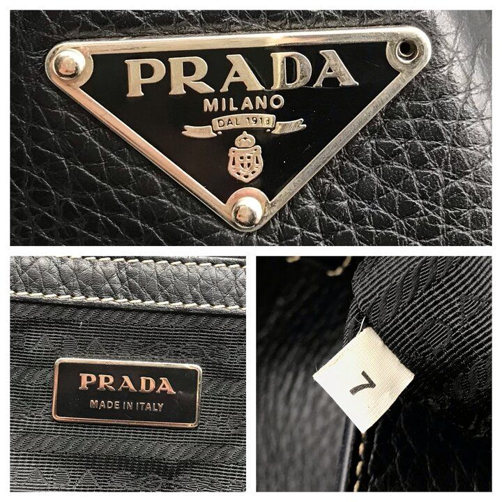 Prada Nylon Leather Belt Hand Bag Black — view 9