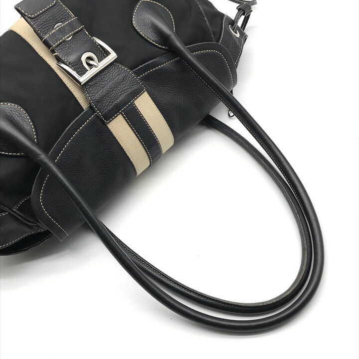 Prada Nylon Leather Belt Hand Bag Black — view 7