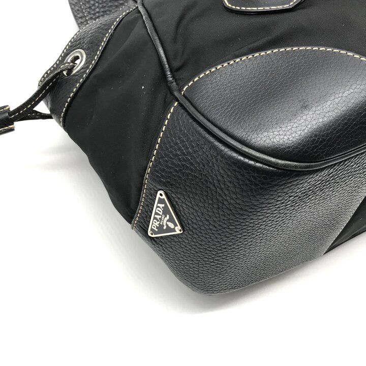 Prada Nylon Leather Belt Hand Bag Black — view 5
