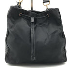 Prada Nylon Leather Drawstring Shoulder Bag Black — view 3