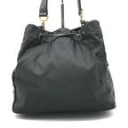 Prada Nylon Leather Drawstring Shoulder Bag Black — view 2