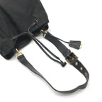Prada Nylon Leather Drawstring Shoulder Bag Black — view 7