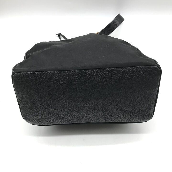 Prada Nylon Leather Drawstring Shoulder Bag Black — view 4