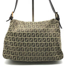 Fendi Zucchino Canvas Leather Shoulder Bag Brown — view 3
