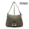 Fendi Zucchino Canvas Leather Shoulder Bag Brown