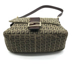 Fendi Zucchino Canvas Leather Shoulder Bag Brown — view 4