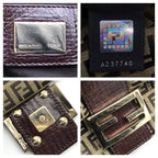Fendi Zucchino Canvas Leather Shoulder Bag Brown — view 9