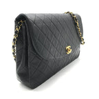 Chanel CC Logo Quilted Leather Turnlock Chain Shoulder Bag Black — view 2
