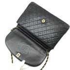 Chanel CC Logo Quilted Leather Turnlock Chain Shoulder Bag Black — view 8
