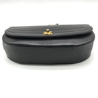 Chanel CC Logo Leather Half Moon Turnlock Chain Shoulder Bag Black — view 4