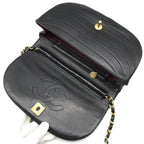 Chanel CC Logo Leather Half Moon Turnlock Chain Shoulder Bag Black — view 8
