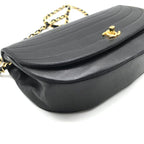 Chanel CC Logo Leather Half Moon Turnlock Chain Shoulder Bag Black — view 5