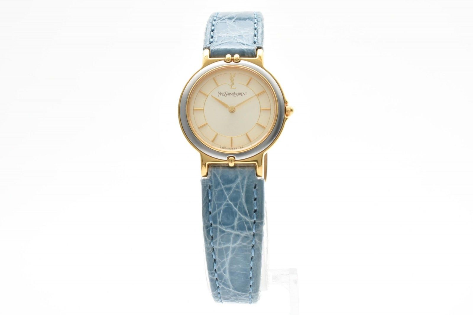 Saint Laurent 2200 YSL Logo Cassandra Watch Quartz Gold Dial Leather — view 4
