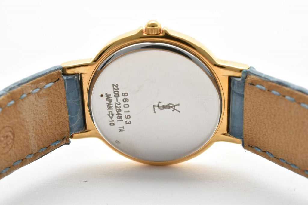 Saint Laurent 2200 YSL Logo Cassandra Watch Quartz Gold Dial Leather — view 9