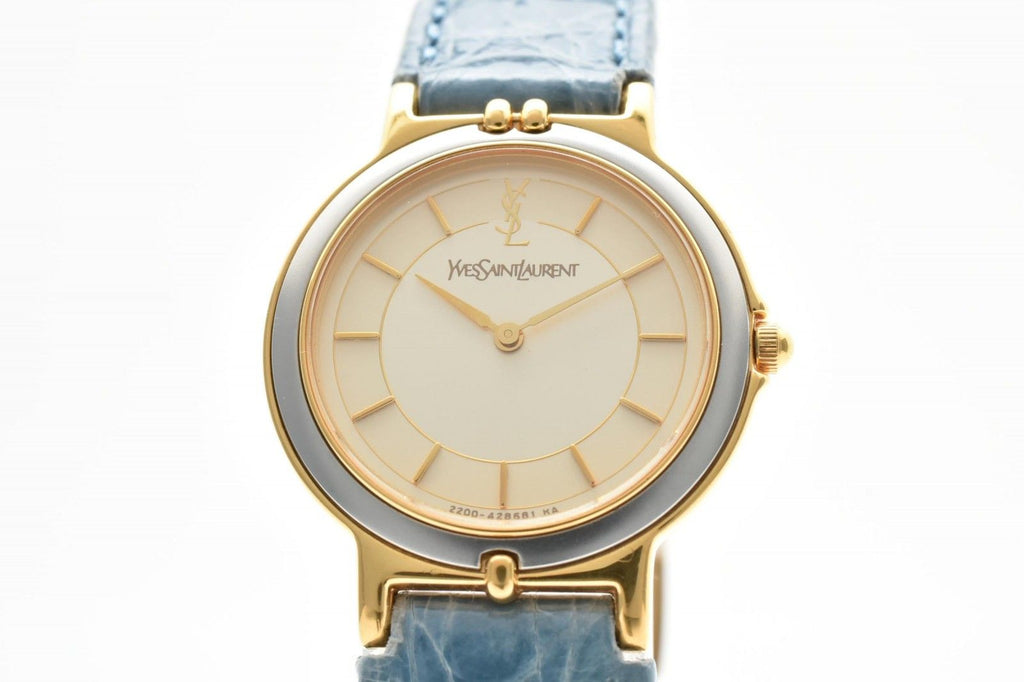 Saint Laurent 2200 YSL Logo Cassandra Watch Quartz Gold Dial Leather — view 2