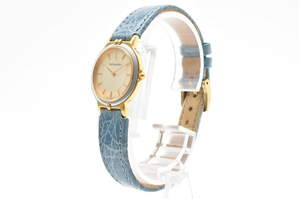 Saint Laurent 2200 YSL Logo Cassandra Watch Quartz Gold Dial Leather — view 3