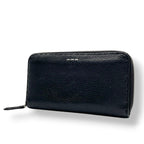 Fendi Wallet Selleria Zip Around Leather Marais the Black Silver Classic Simple