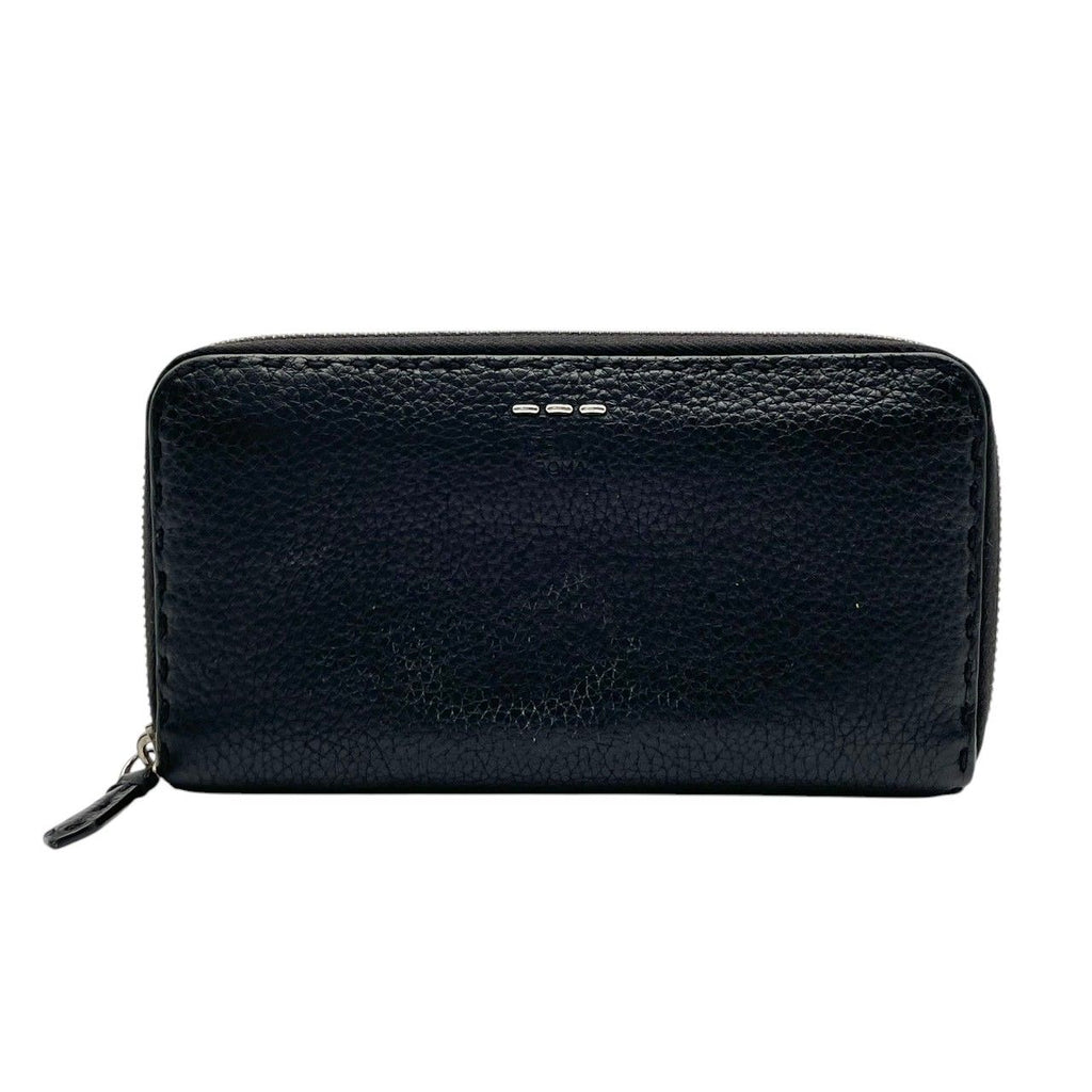 Fendi Wallet Selleria Zip Around Leather Marais the Black Silver Classic Simple — view 2