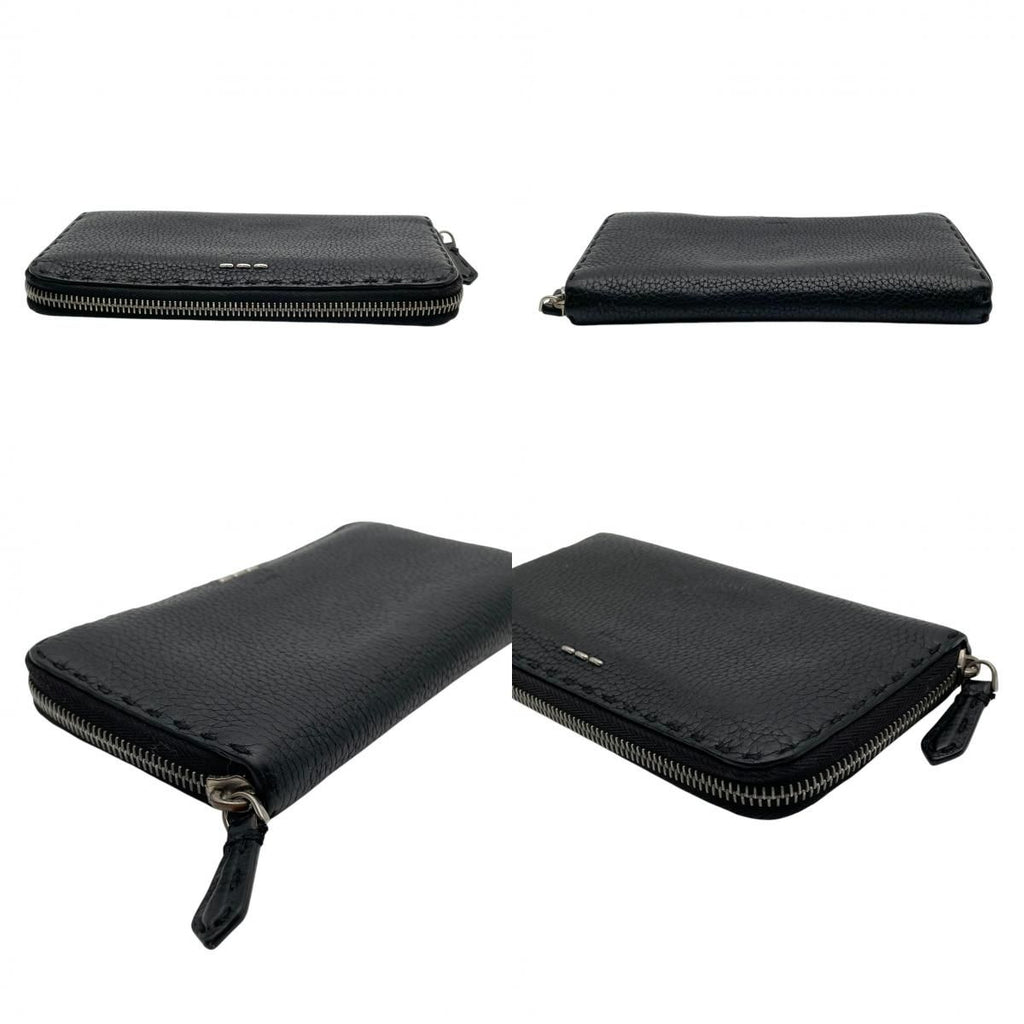 Fendi Wallet Selleria Zip Around Leather Marais the Black Silver Classic Simple — view 6