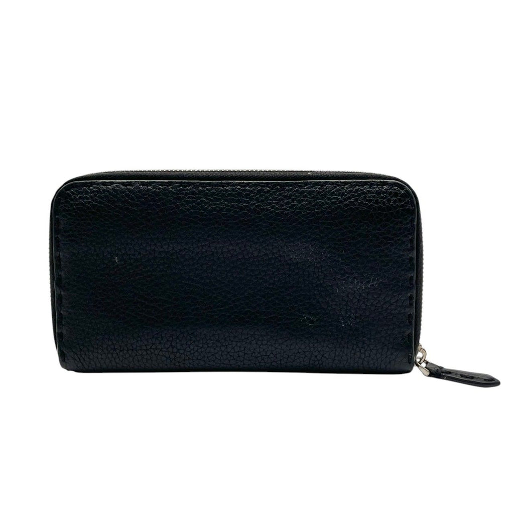 Fendi Wallet Selleria Zip Around Leather Marais the Black Silver Classic Simple — view 3