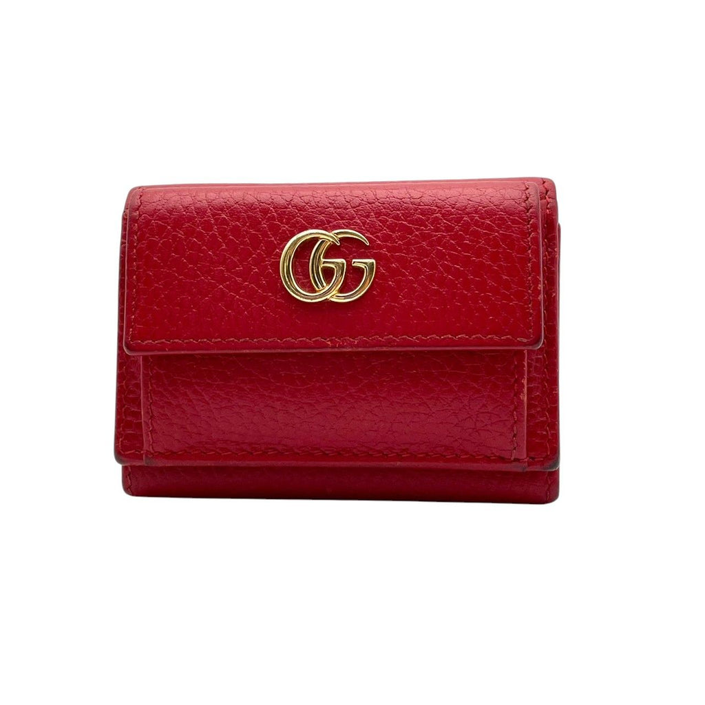Gucci Wallet Petit Marmont GG Trifold Mini Compact Leather Rose Red Gold Double — view 2