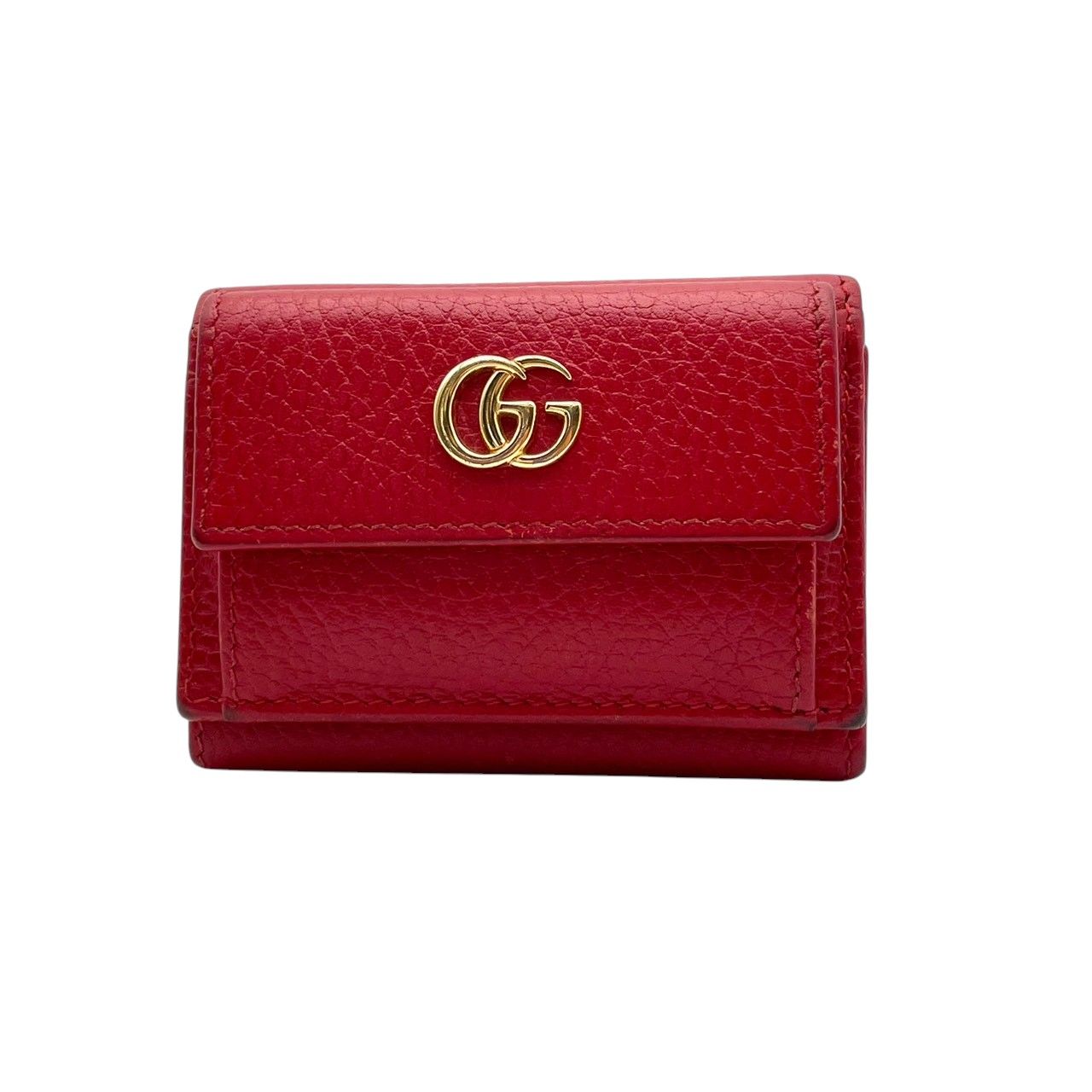 Gucci Wallet Petit Marmont GG Trifold Mini Compact Leather Rose Red Gold Double — view 2