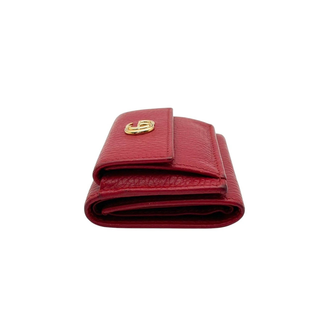 Gucci Wallet Petit Marmont GG Trifold Mini Compact Leather Rose Red Gold Double — view 6