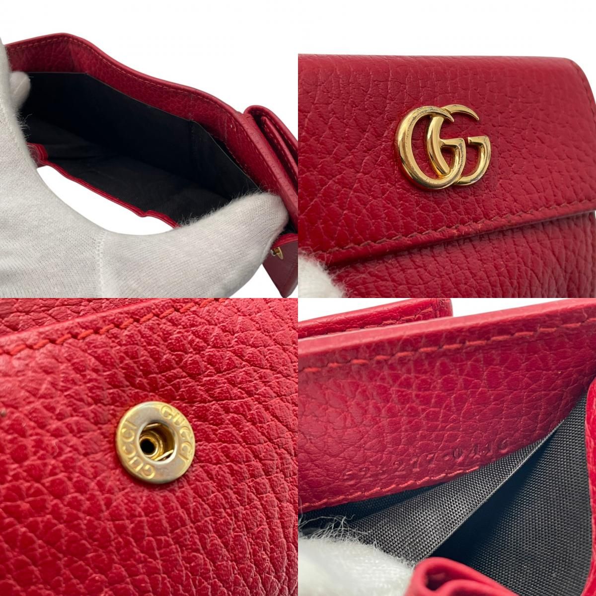 Gucci Wallet Petit Marmont GG Trifold Mini Compact Leather Rose Red Gold Double — view 9