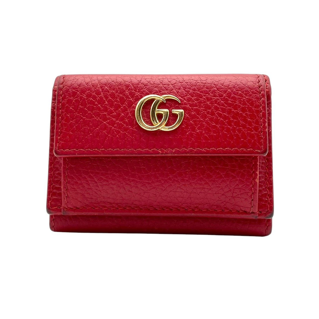 Gucci Wallet Petit Marmont GG Trifold Mini Compact Leather Rose Red Gold Double — view 3