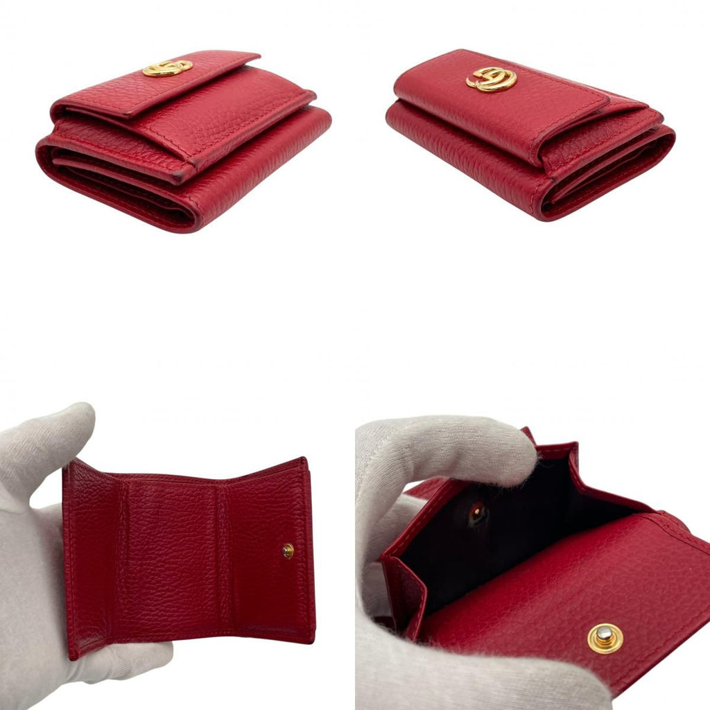 Gucci Wallet Petit Marmont GG Trifold Mini Compact Leather Rose Red Gold Double — view 8