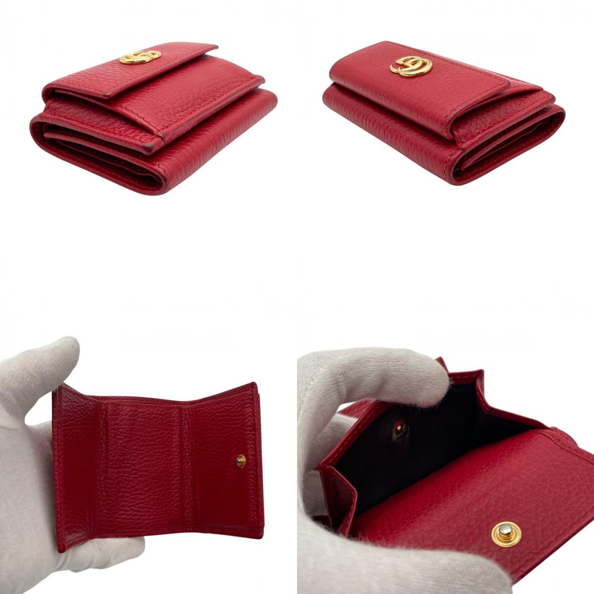 Gucci Wallet Petit Marmont GG Trifold Mini Compact Leather Rose Red Gold Double — view 8