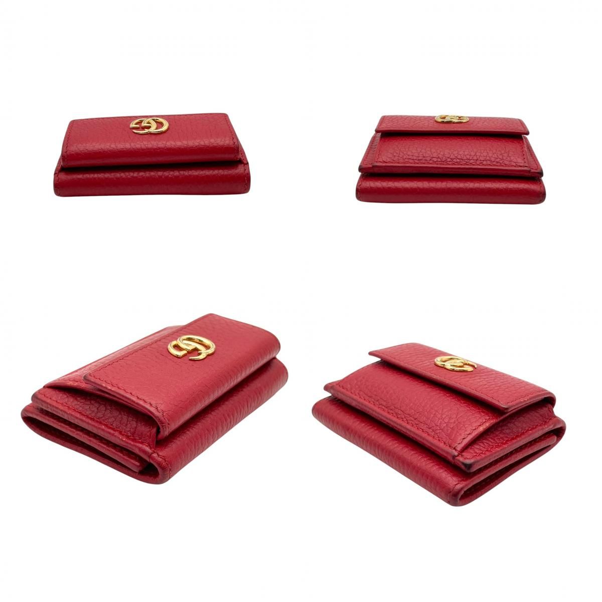 Gucci Wallet Petit Marmont GG Trifold Mini Compact Leather Rose Red Gold Double — view 7