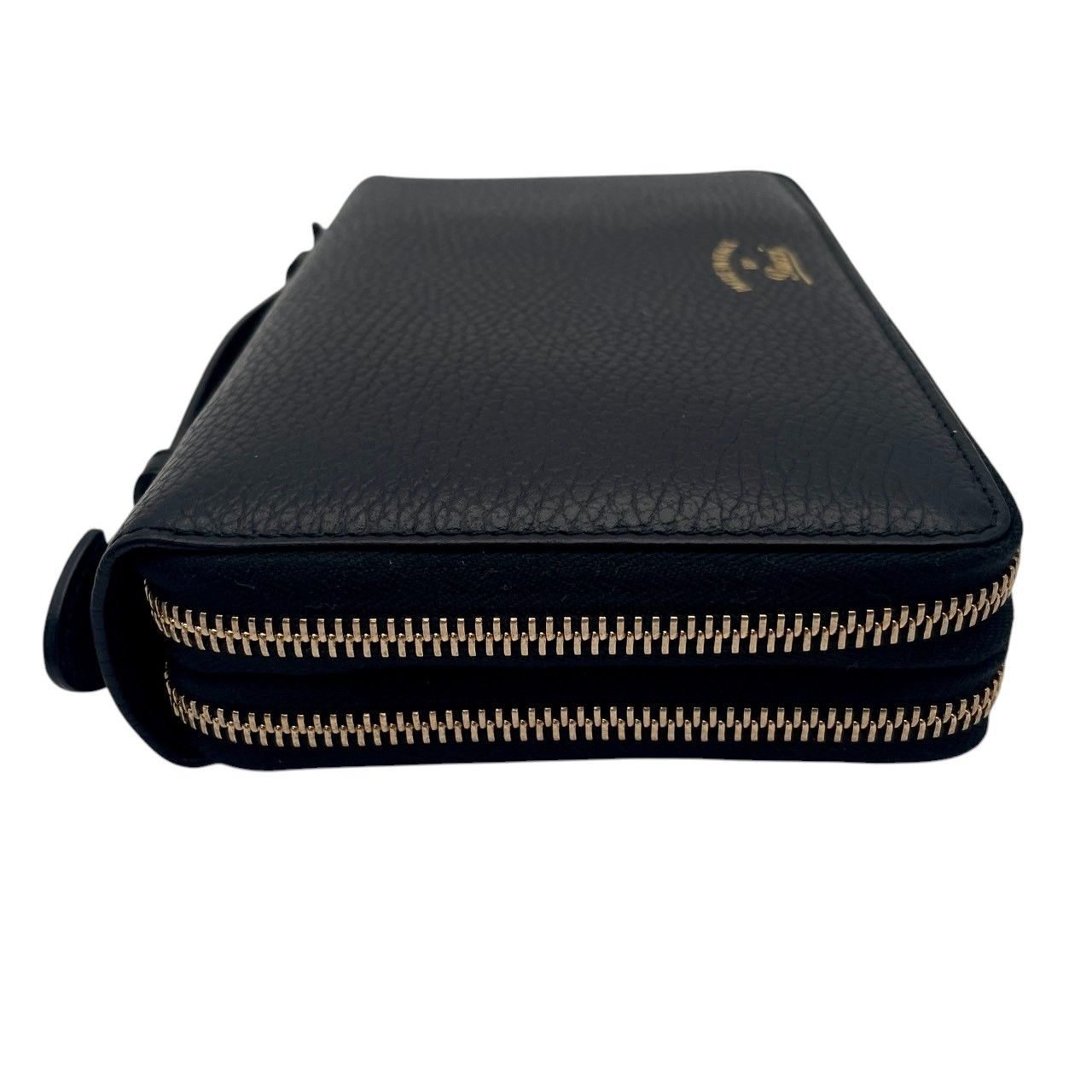 Gucci Wallet Swing Travel Case Bifold Double Zipper Zip Around Leather Black — view 4