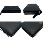 Gucci Wallet Swing Travel Case Bifold Double Zipper Zip Around Leather Black — view 6