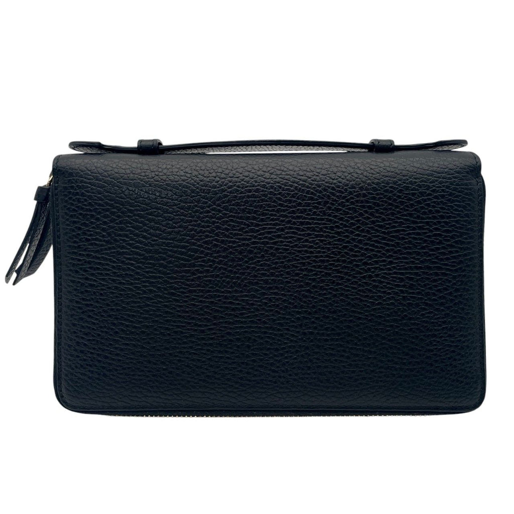Gucci Wallet Swing Travel Case Bifold Double Zipper Zip Around Leather Black — view 3