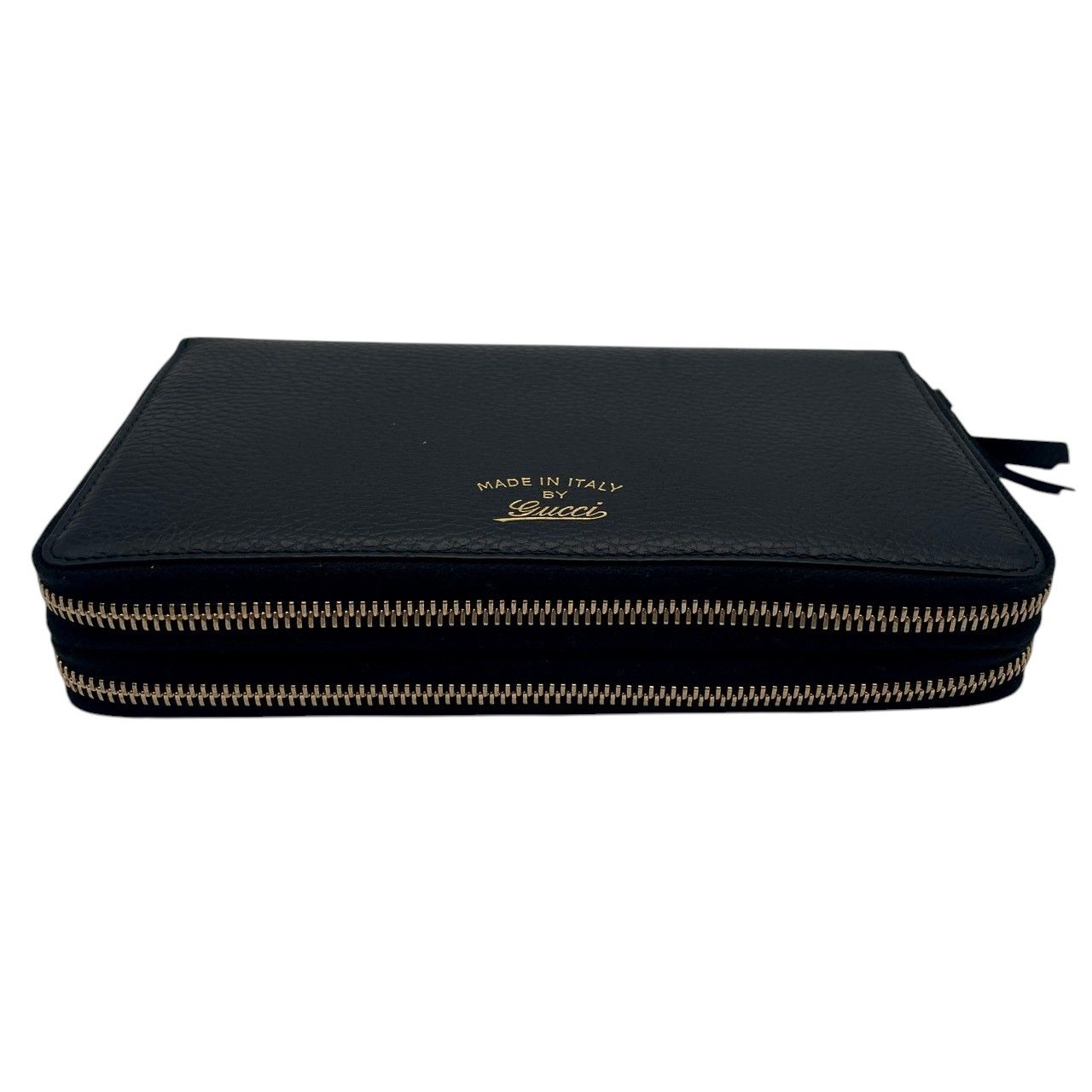 Gucci Wallet Swing Travel Case Bifold Double Zipper Zip Around Leather Black — view 5