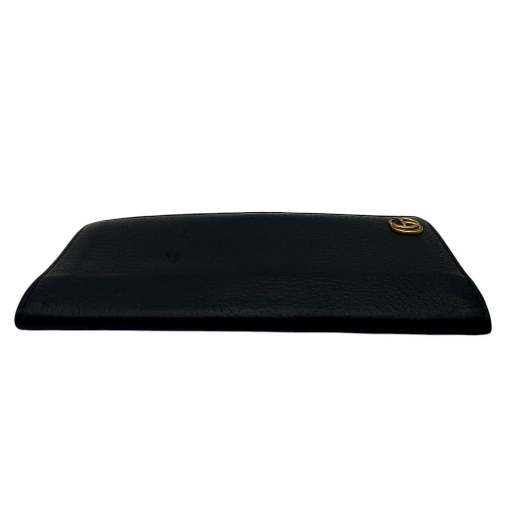 Gucci Wallet GG Marmont Bifold Billfold Leather Black Gold Interlocking Classic — view 5