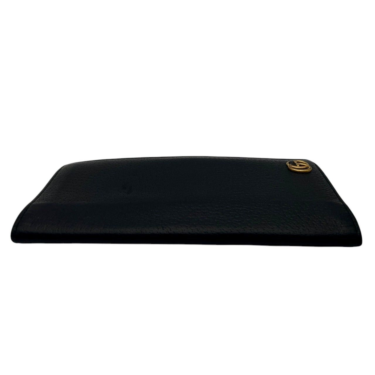 Gucci Wallet GG Marmont Bifold Billfold Leather Black Gold Interlocking Classic — view 5