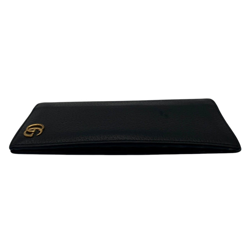 Gucci Wallet GG Marmont Bifold Billfold Leather Black Gold Interlocking Classic — view 6
